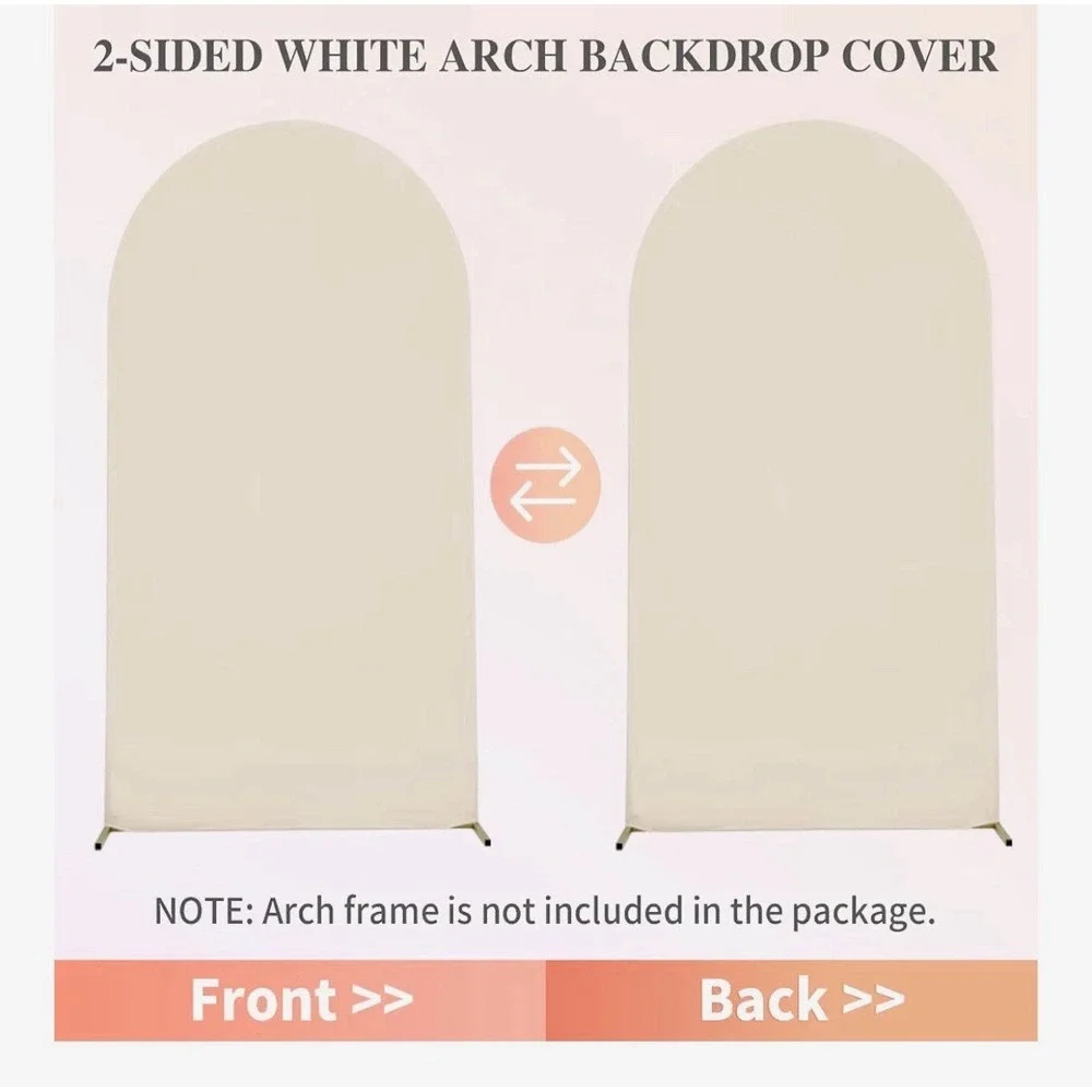 Vincidern 6.6 FT Metal Wedding Arch Backdrop Stand, 96 Balloons and Beige Cover